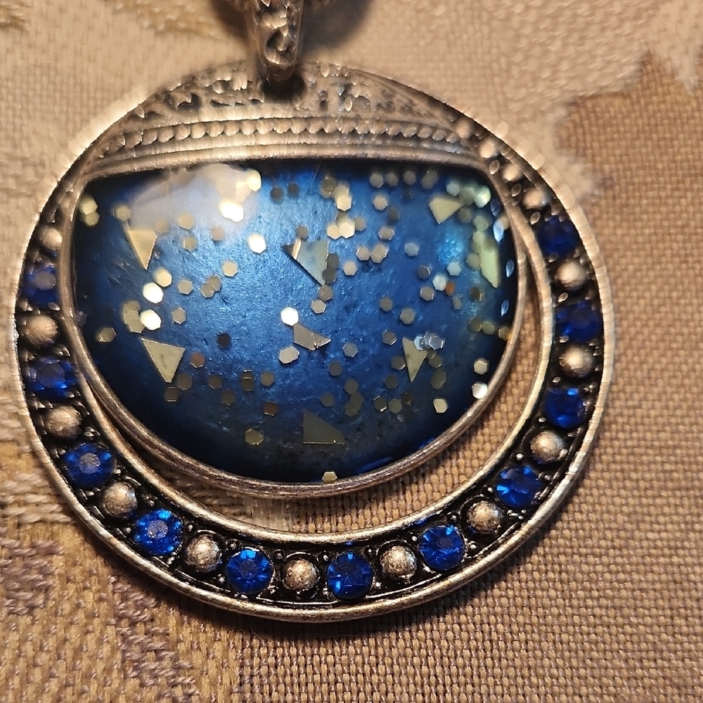 Elegant Silver Necklace with Blue Accents